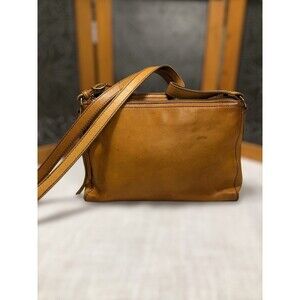 MARGOT New York Accordian Slim Crossbody Shoulder Bag Cognac Leather Purse